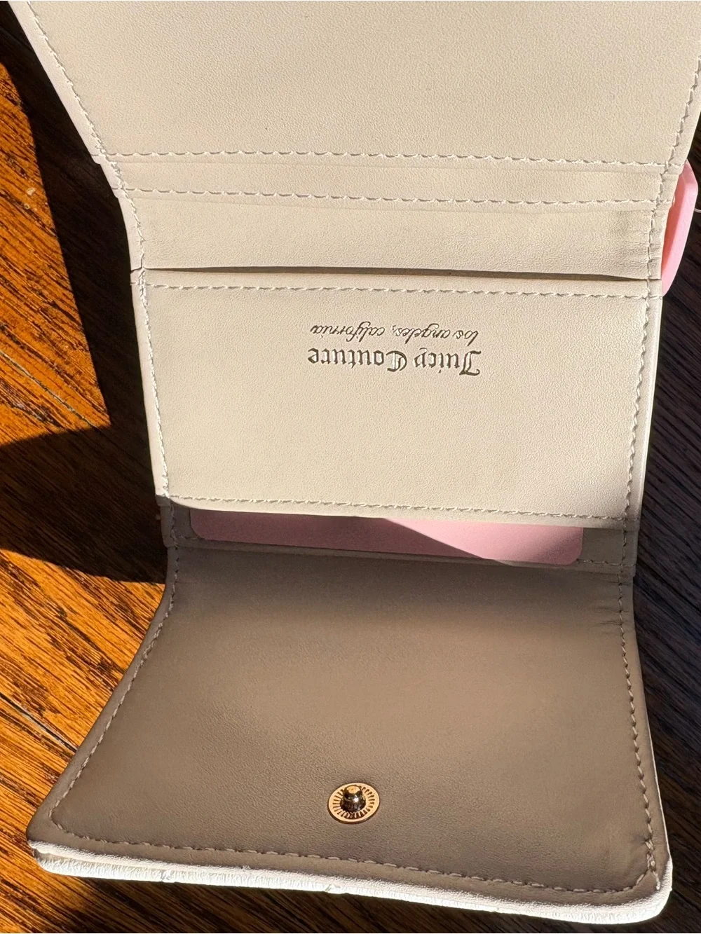 Juicy Couture Cream Quilted Heart Logo Wallet